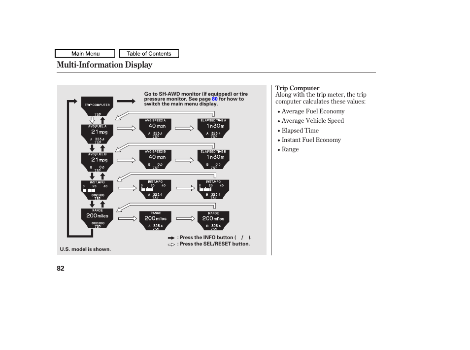 Multi-information display, 2011 tl | Acura 2011 TL User Manual | Page 85 / 614