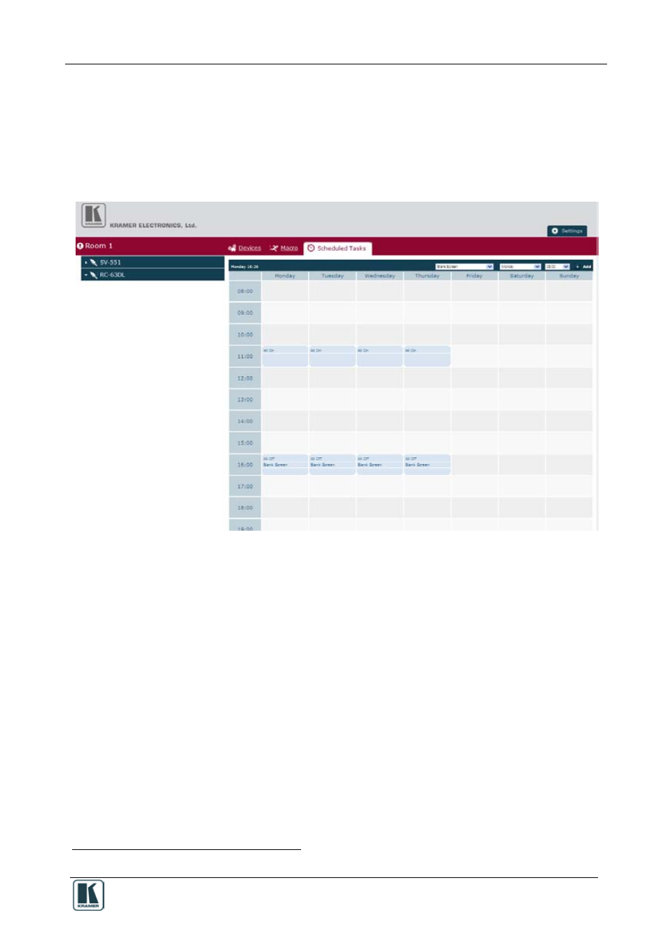 5 the scheduled tasks tab, The scheduled tasks tab, Figure 20: scheduled tasks tab as set in k-config | Kramer Electronics WP-501 User Manual | Page 18 / 22