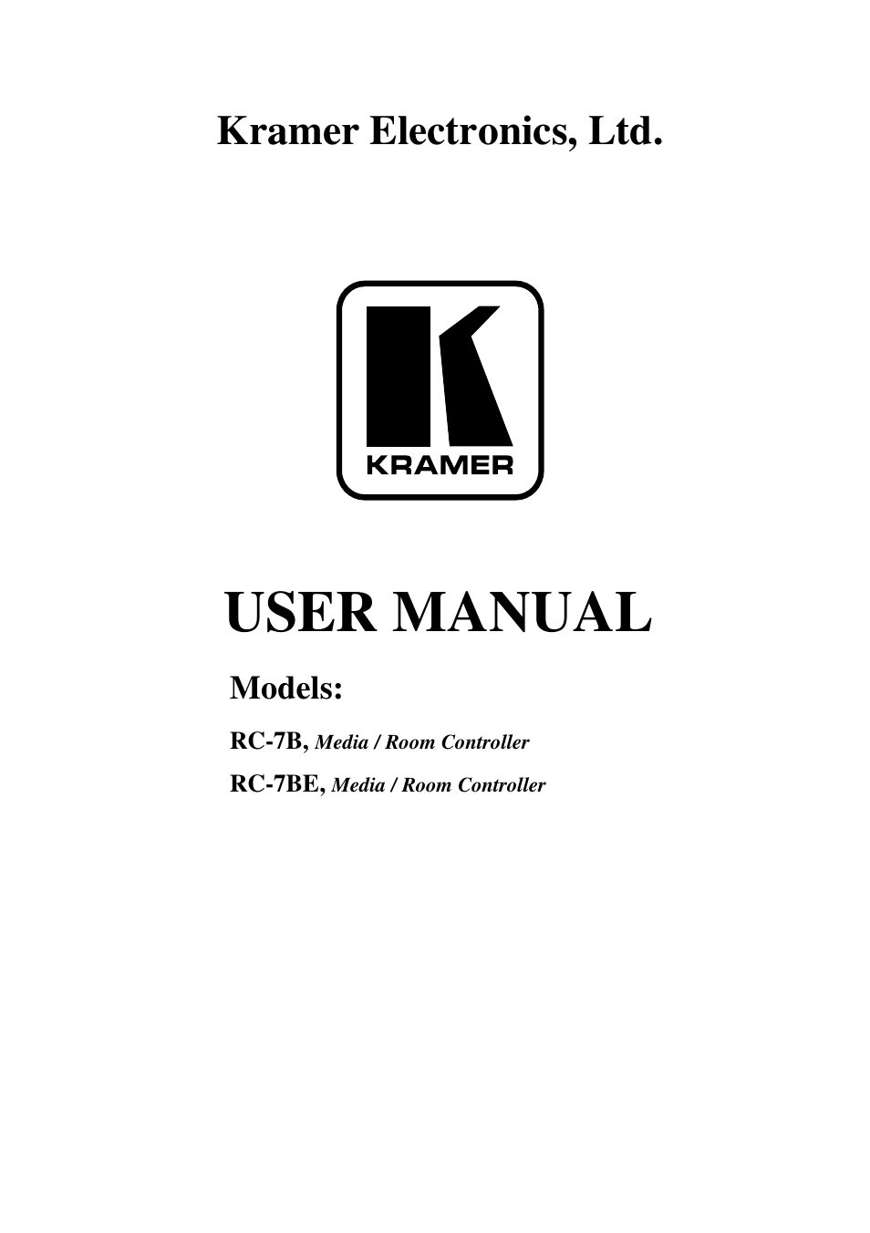 Kramer Electronics RC-7B User Manual | 18 pages