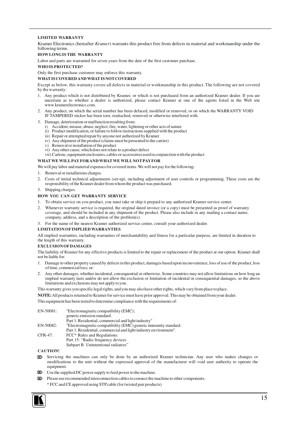 Kramer Electronics RC-7LC User Manual | Page 17 / 18