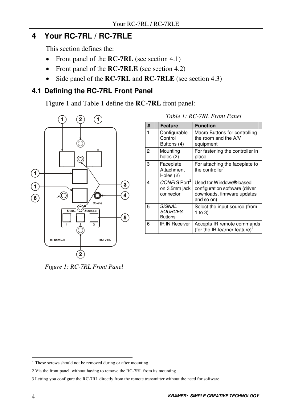4 your rc-7rl / rc-7rle | Kramer Electronics RC-7RL User Manual | Page 6 / 18