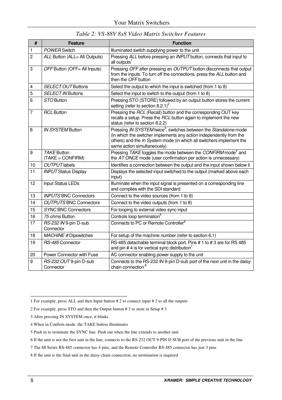 Your matrix switchers | Kramer Electronics RC-8000 User Manual | Page 11 / 37