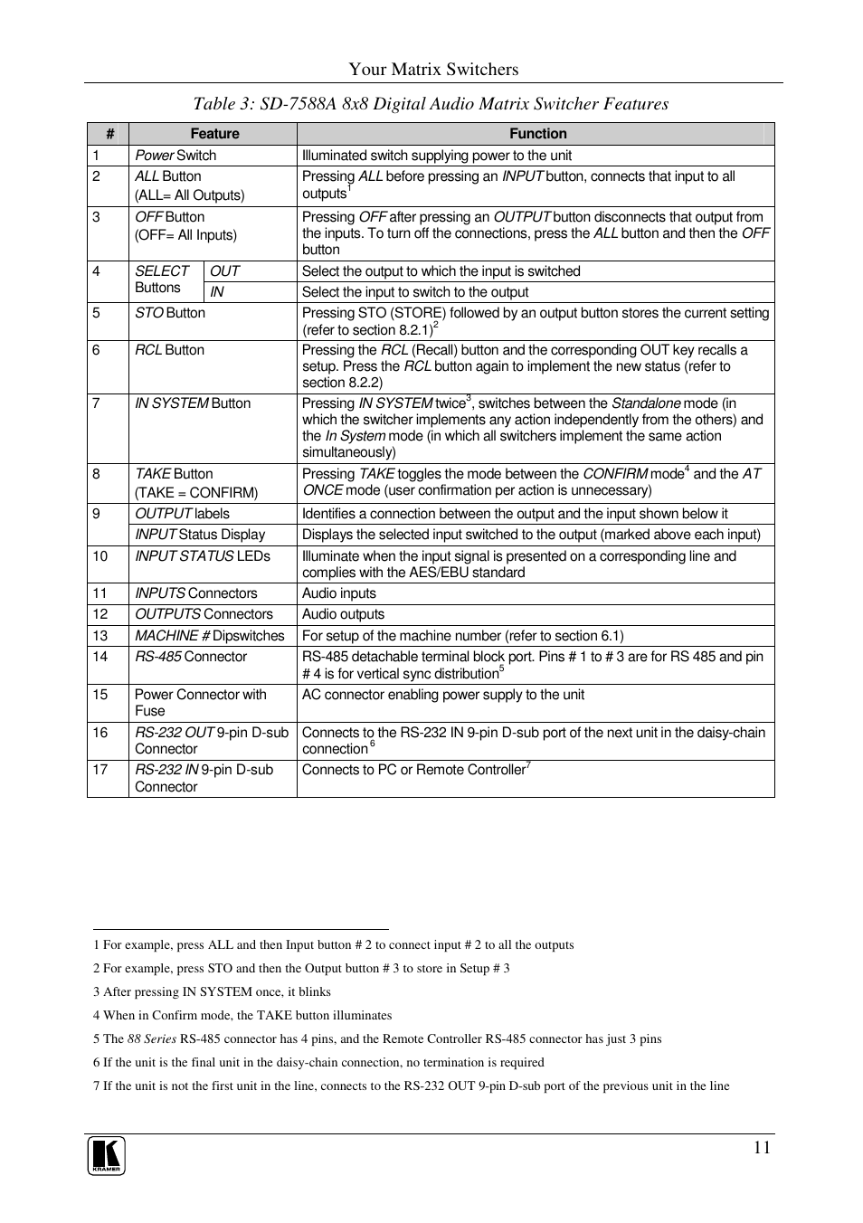 Your matrix switchers | Kramer Electronics RC-8000 User Manual | Page 14 / 37