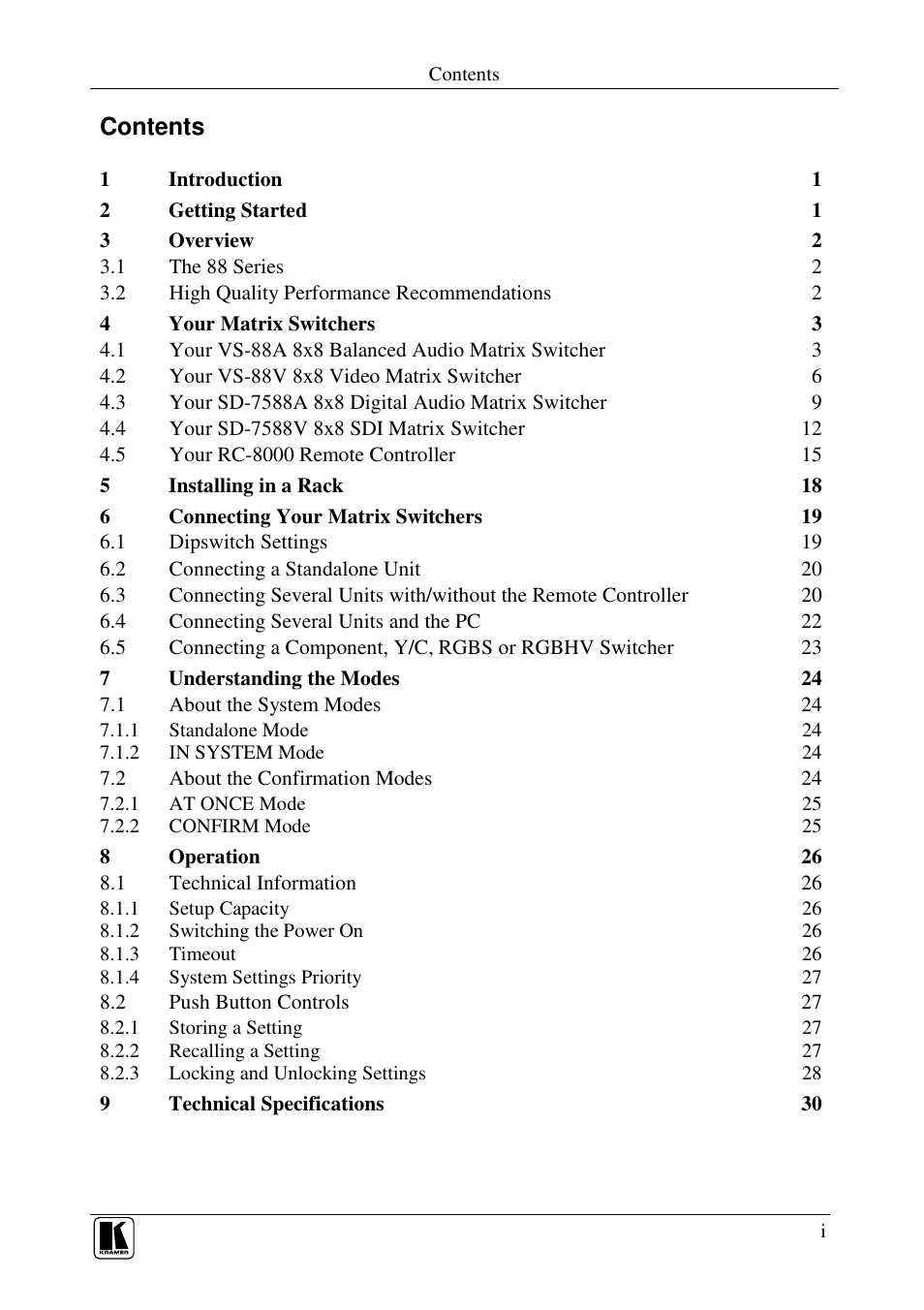 Kramer Electronics RC-8000 User Manual | Page 2 / 37