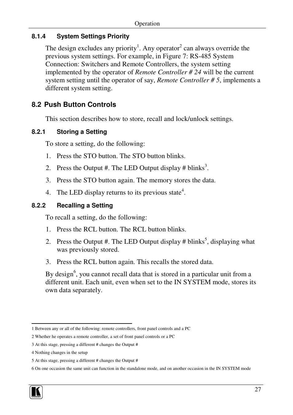 Kramer Electronics RC-8000 User Manual | Page 30 / 37