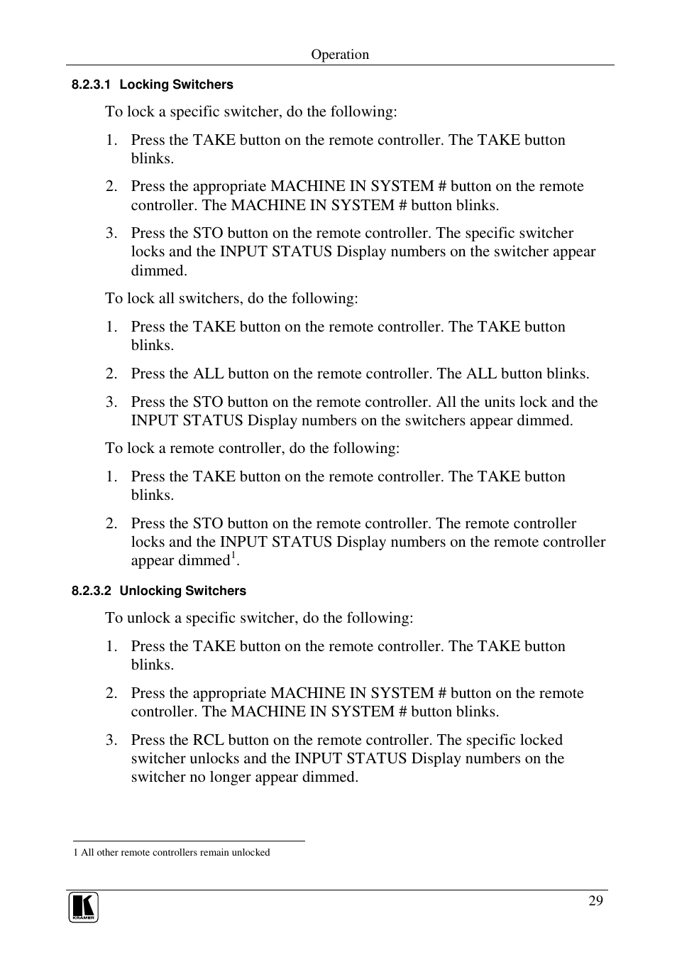 Kramer Electronics RC-8000 User Manual | Page 32 / 37