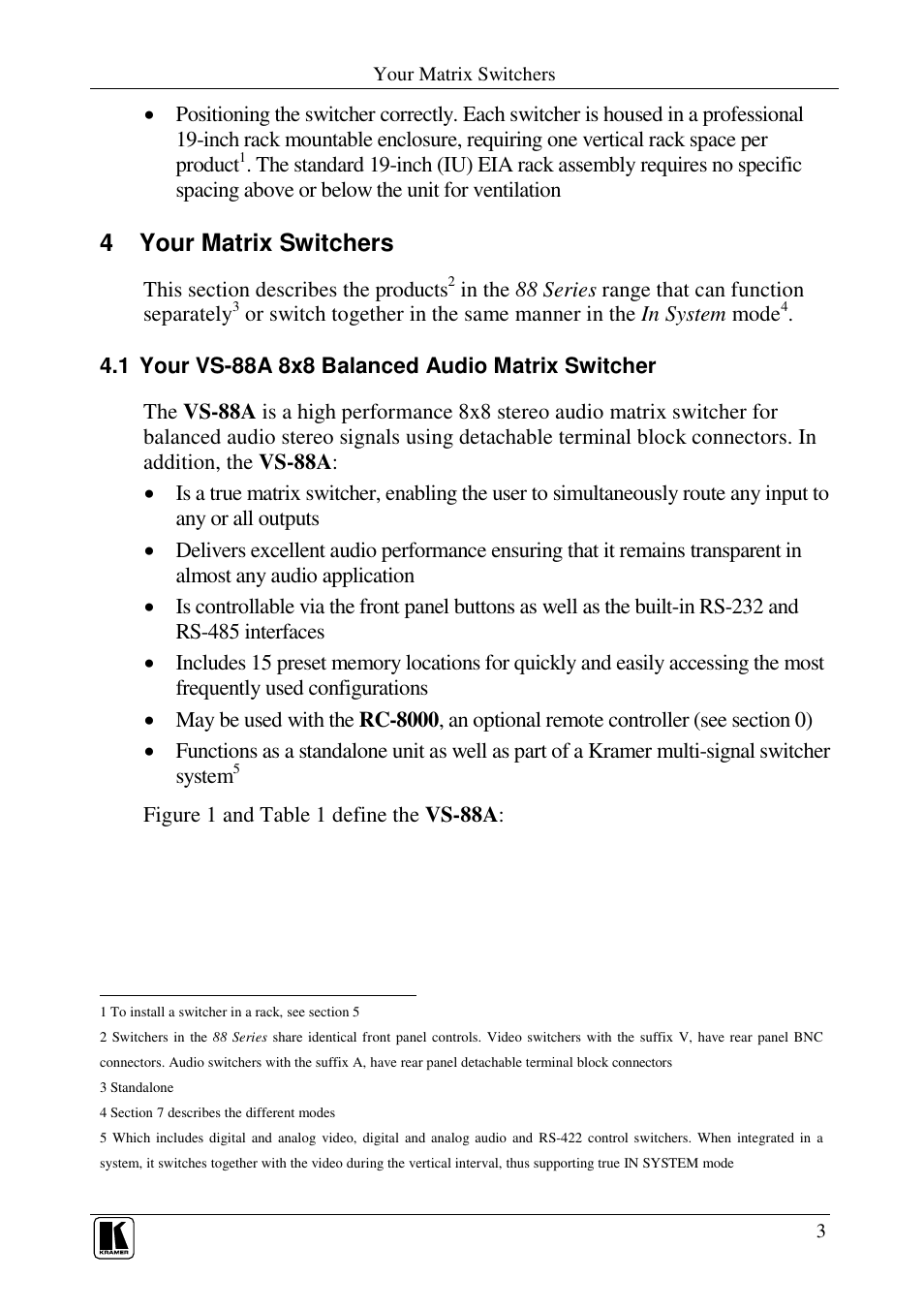 4 your matrix switchers | Kramer Electronics RC-8000 User Manual | Page 6 / 37