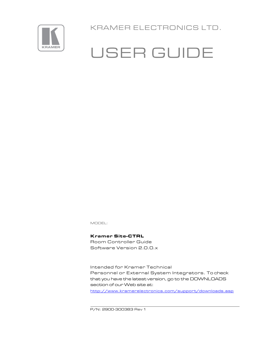 Kramer Electronics Site-CTRL™ User Manual | 28 pages