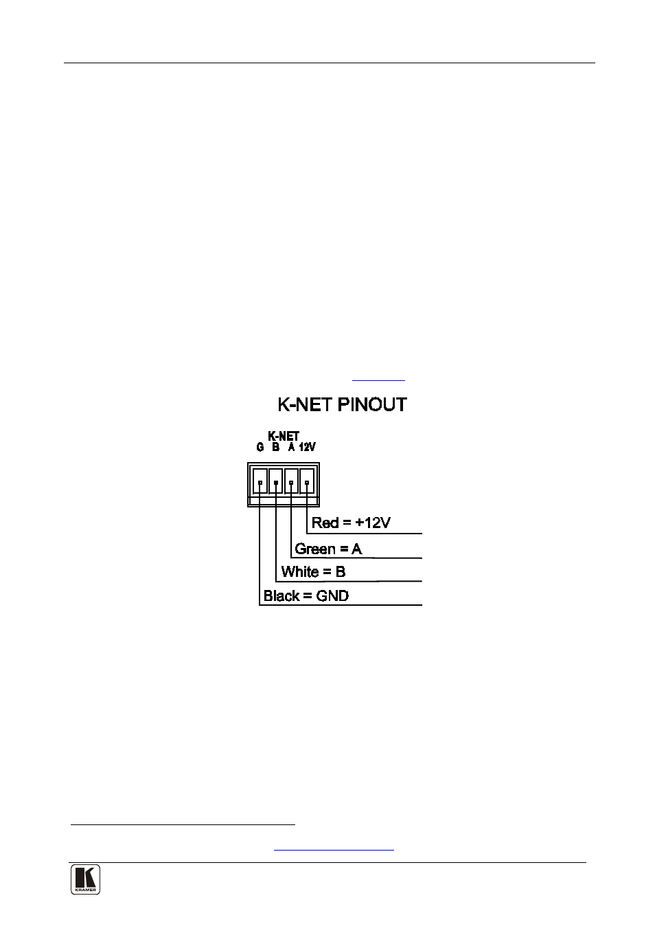 2 connecting the ethernet port, 3 connecting the k-net port, Connecting the ethernet port | Connecting the k-net port, Figure 4: k-net pinout connection | Kramer Electronics SL-1 User Manual | Page 9 / 12