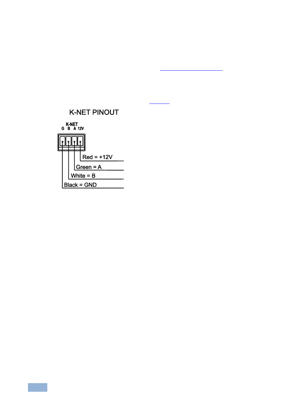 5 connecting the k-net port, Connecting the k-net port, Figure 5: k-net pinout connection | Kramer Electronics SL-10 User Manual | Page 13 / 17