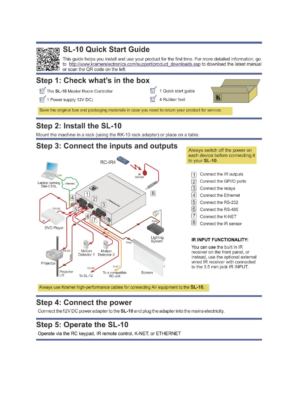 Kramer Electronics SL-10 User Manual | Page 2 / 17