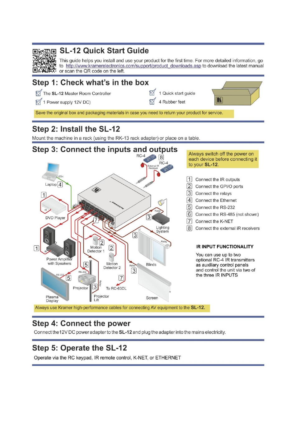 Kramer Electronics SL-12 User Manual | Page 2 / 18