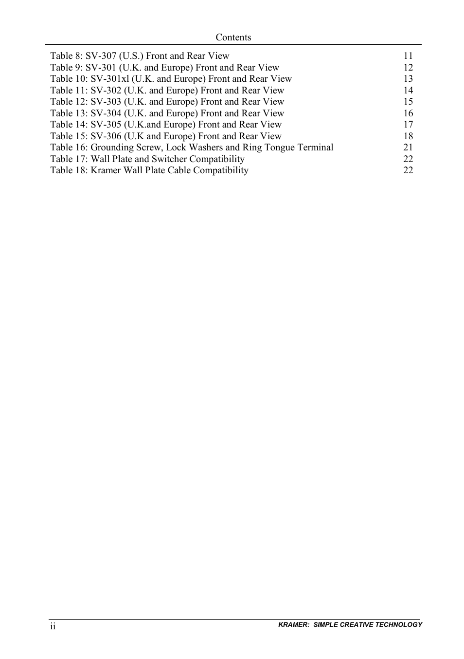 Kramer Electronics SV-307 User Manual | Page 3 / 28