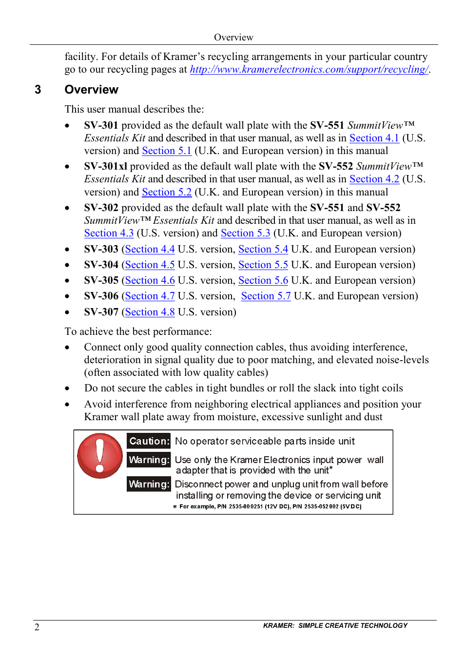 3 overview, Overview | Kramer Electronics SV-307 User Manual | Page 5 / 28