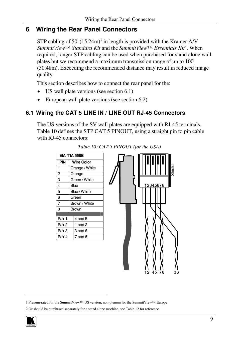 6 wiring the rear panel connectors | Kramer Electronics SV-305 User Manual | Page 11 / 15