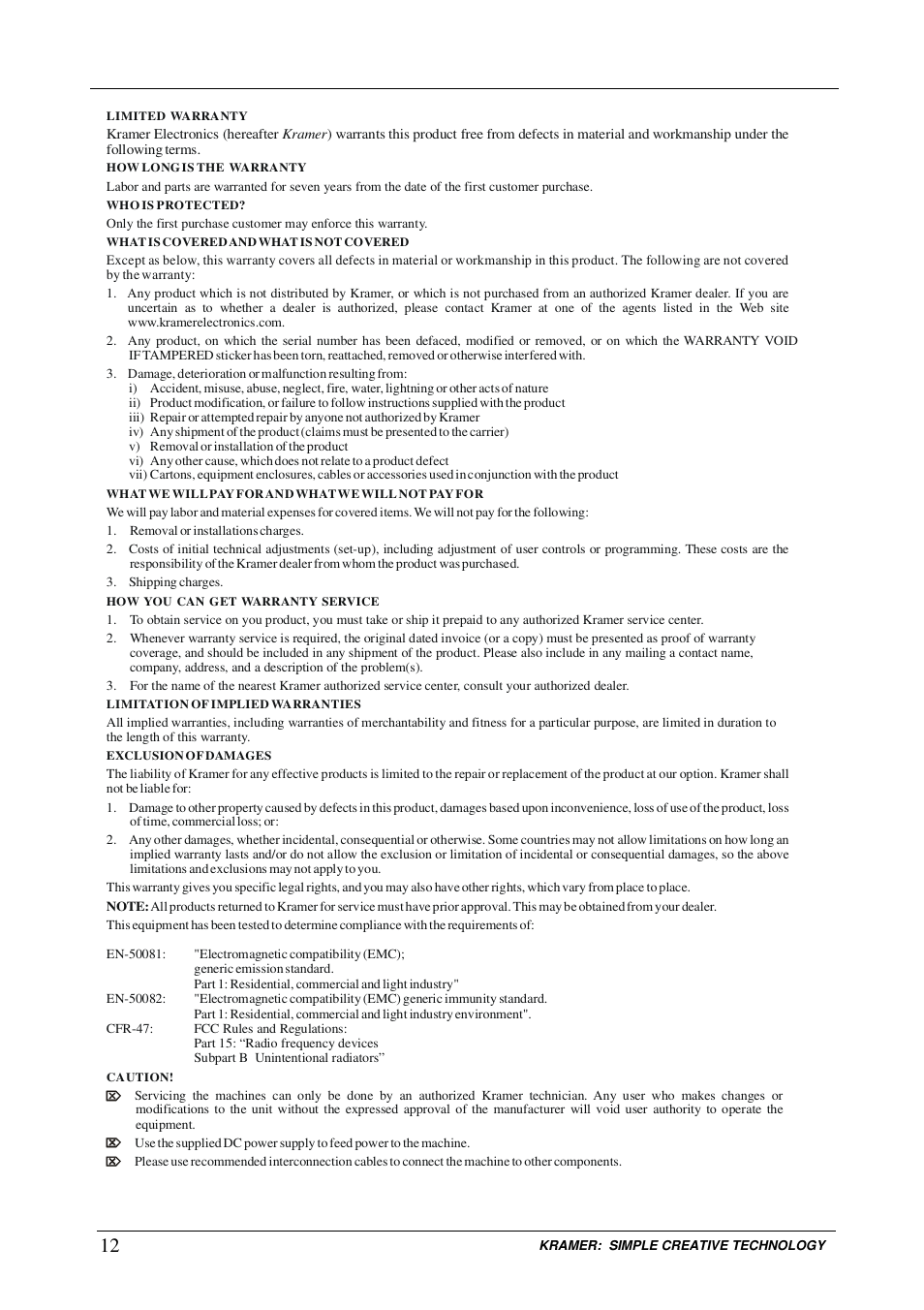 Kramer Electronics SV-305 User Manual | Page 14 / 15