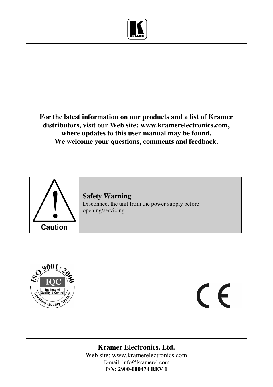 Kramer Electronics SV-305 User Manual | Page 15 / 15