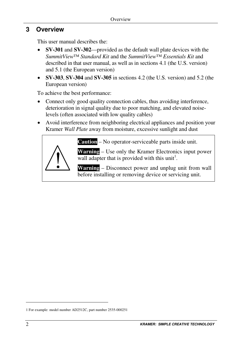 3 overview | Kramer Electronics SV-305 User Manual | Page 4 / 15