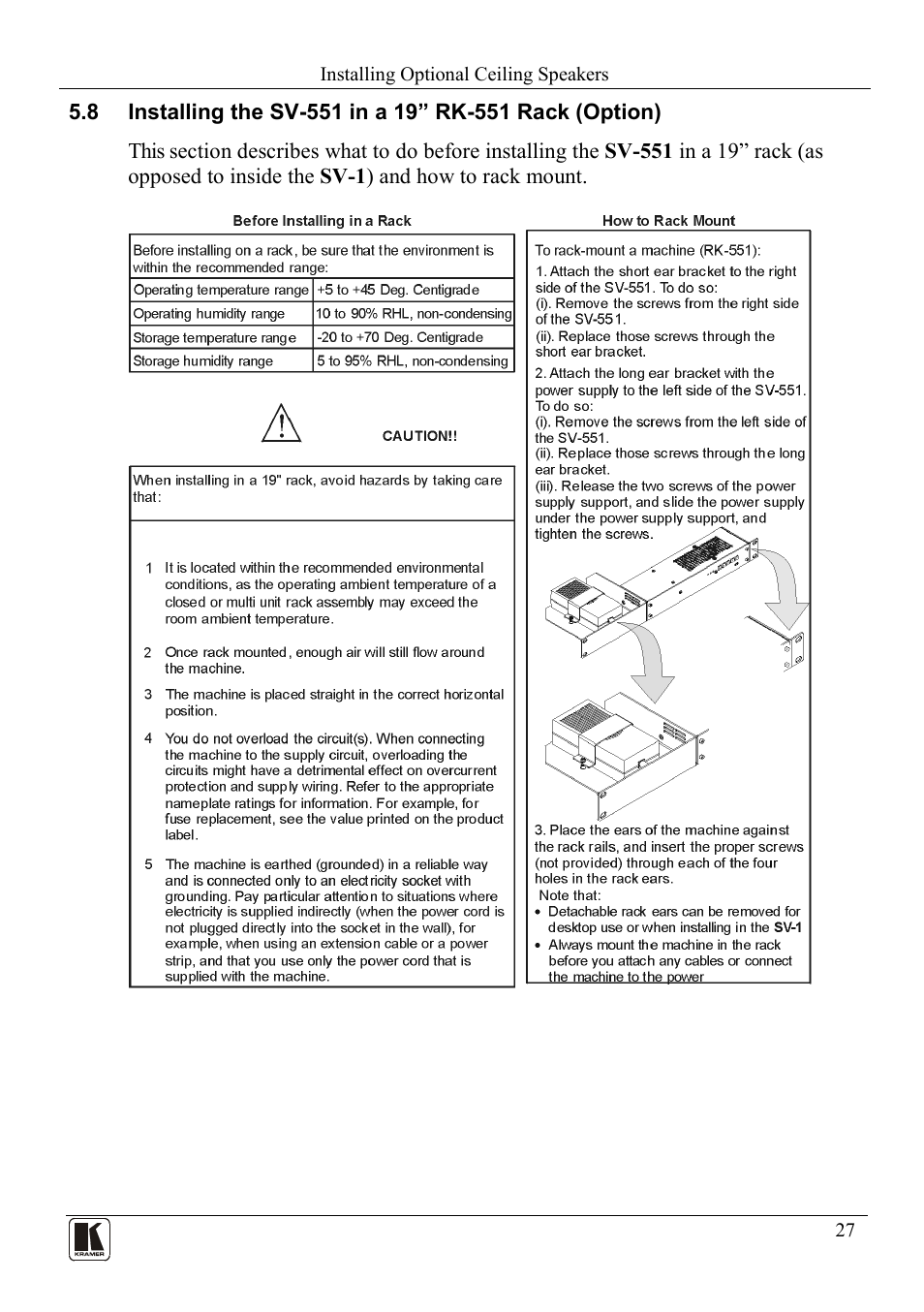 Kramer Electronics SV-551ALC User Manual | Page 30 / 43