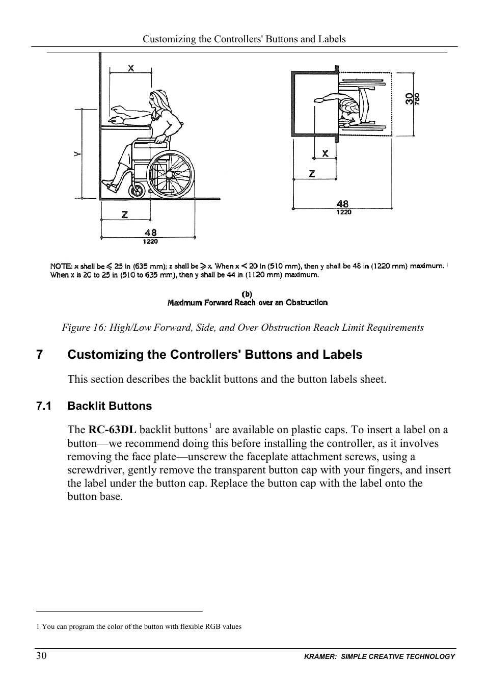 7 customizing the controllers' buttons and labels, 1 backlit buttons, Customizing the controllers' buttons and labels | Backlit buttons, On 7, On 7.1, 7customizing the controllers' buttons and labels | Kramer Electronics SV-551ALC User Manual | Page 33 / 43