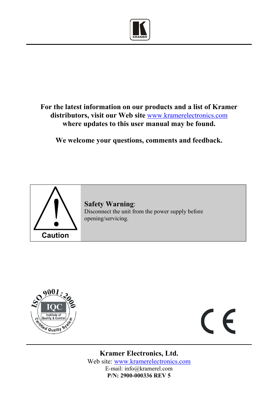 Kramer Electronics SV-551ALC User Manual | Page 43 / 43