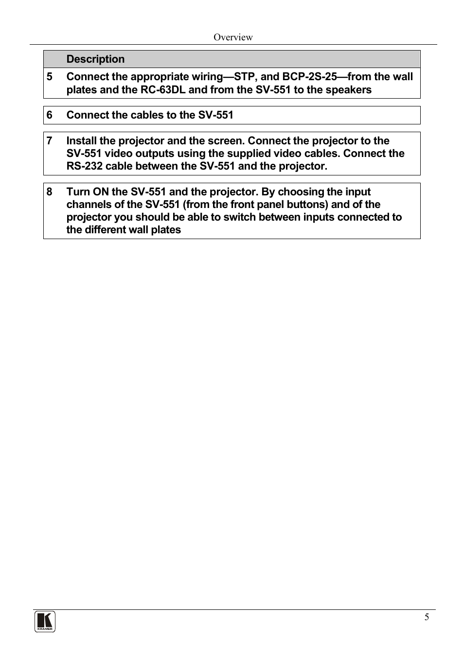 Kramer Electronics SV-551ALC User Manual | Page 8 / 43