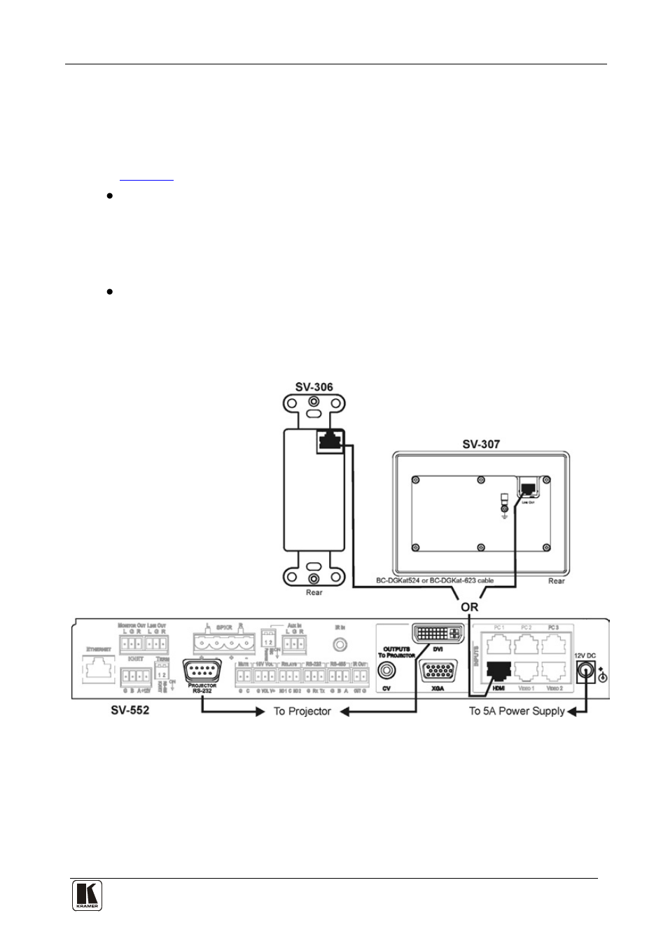 Figure 9: connecting the sv-306/307 to the sv-552 | Kramer Electronics SV-552ALC User Manual | Page 31 / 45