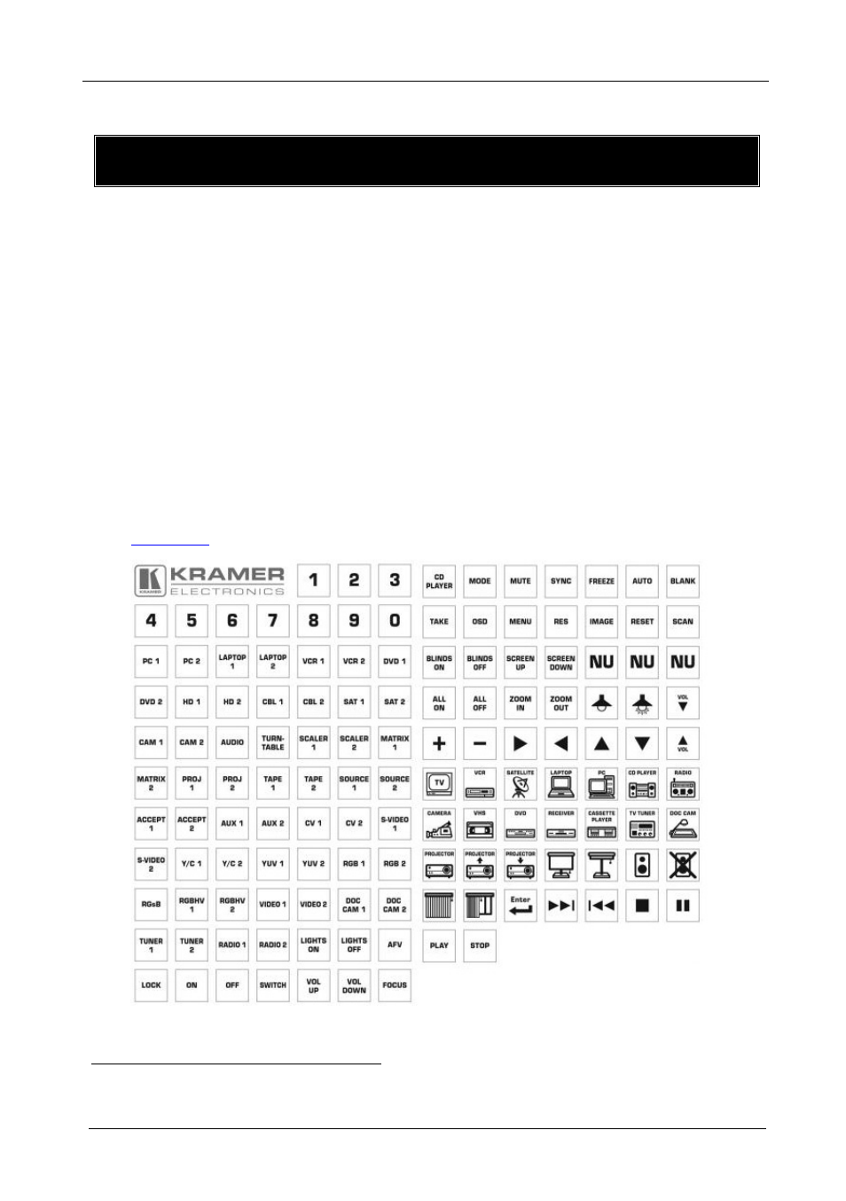 Part iv further information, 10 customizing the controllers' buttons and labels, 1 backlit buttons | 2 button label sheet, Part iv, Further information, Customizing the controllers' buttons and labels, Backlit buttons, Button label sheet, Figure 11: sample button labels sheet | Kramer Electronics SV-552ALC User Manual | Page 36 / 45