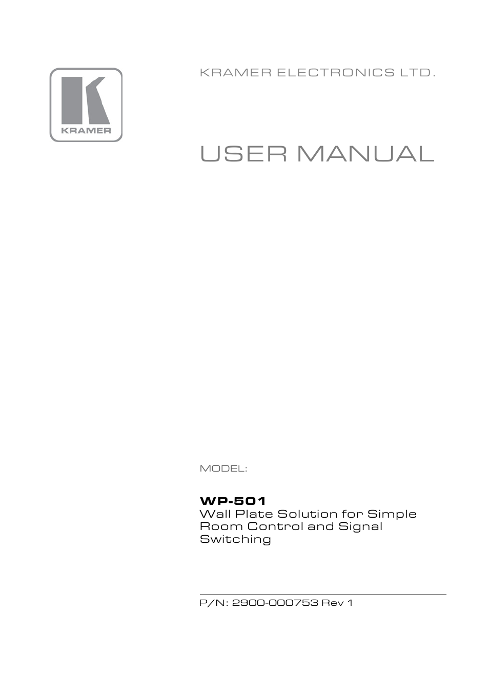 Kramer Electronics WP-501 User Manual | 16 pages