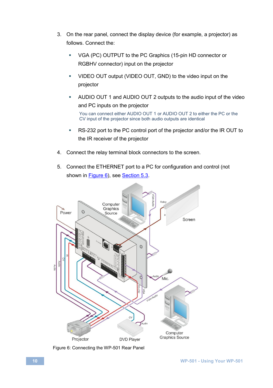 Figure 6: connecting the wp-501 rear panel, Figure 6 | Kramer Electronics WP-501 User Manual | Page 12 / 16