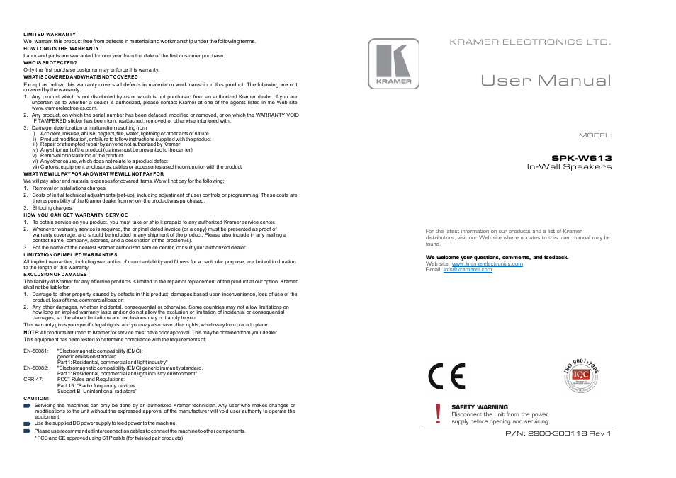 User manual | Kramer Electronics Galil 6-I User Manual | Page 2 / 2