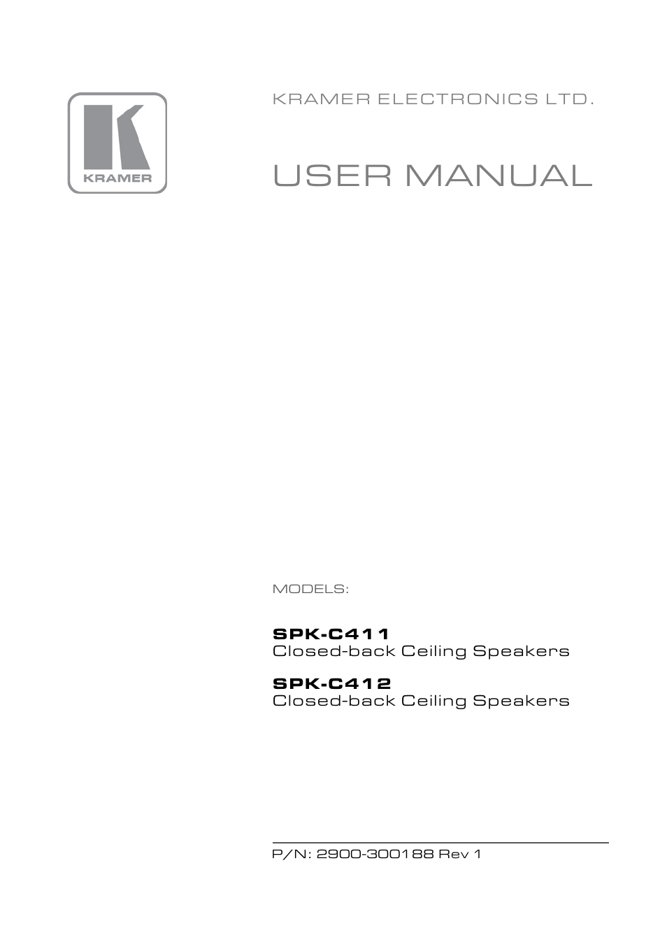 Kramer Electronics SPK-C411(PAIR) User Manual | 20 pages