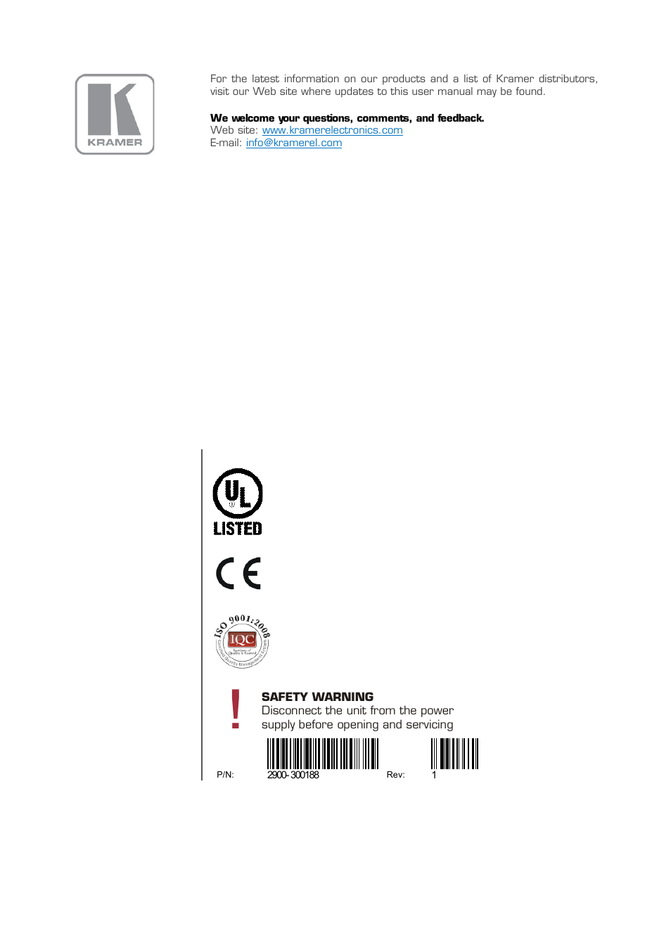 Kramer Electronics SPK-C411(PAIR) User Manual | Page 20 / 20