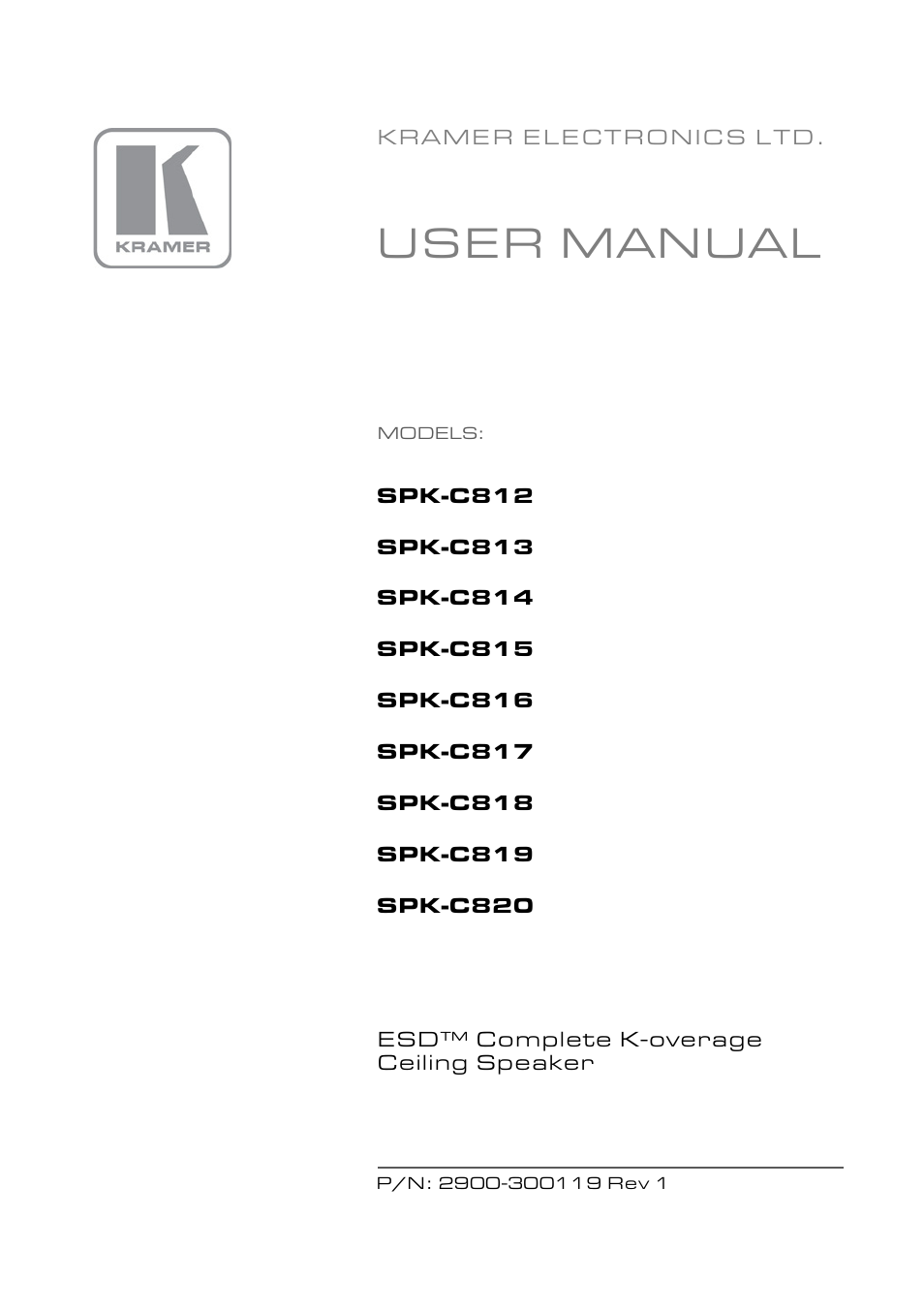 Kramer Electronics SPK-C800-PRO User Manual | 18 pages