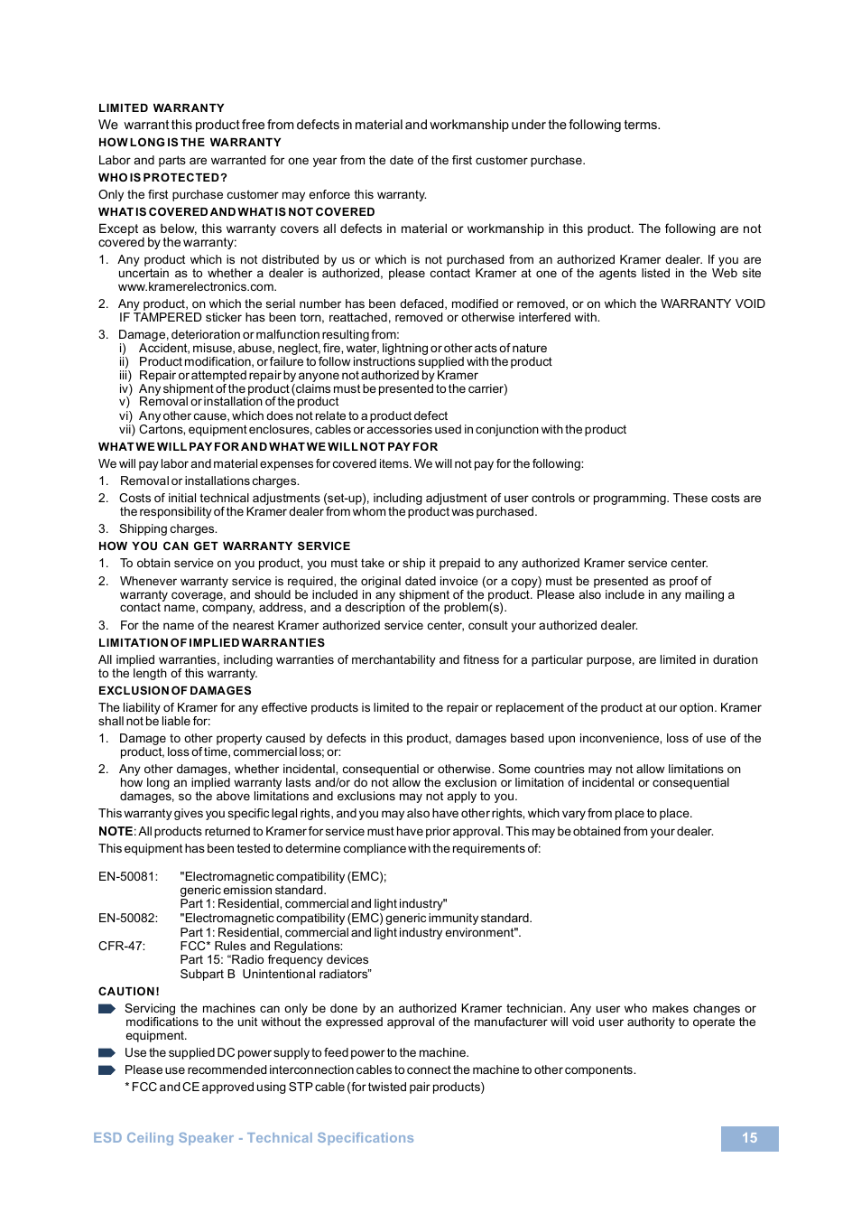 Kramer Electronics SPK-C800-PRO User Manual | Page 17 / 18
