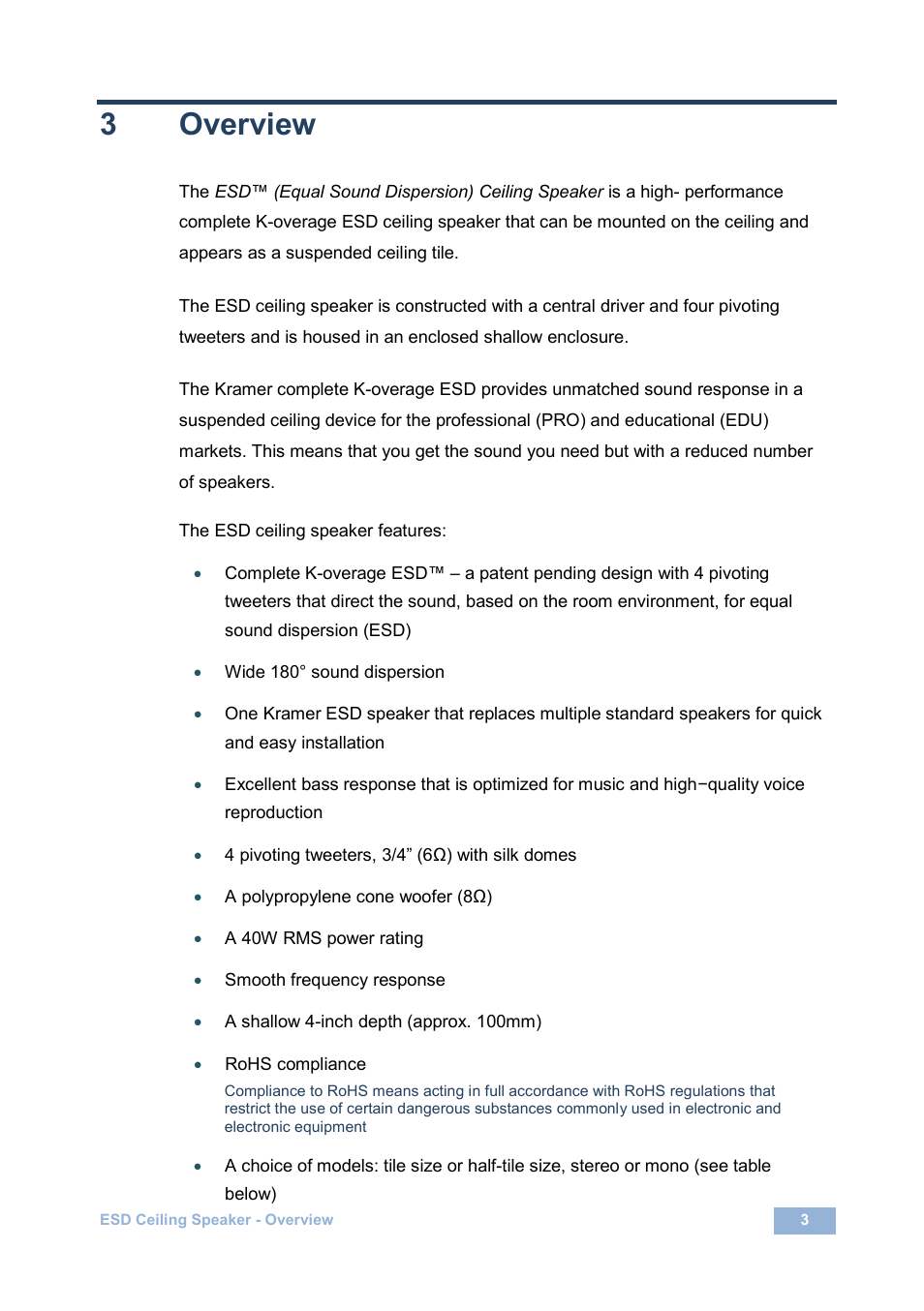 3 overview, Overview, 3overview | Kramer Electronics SPK-C800-PRO User Manual | Page 5 / 18
