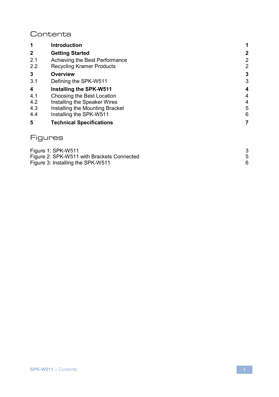 Kramer Electronics SPK-W511(PAIR) User Manual | Page 3 / 12