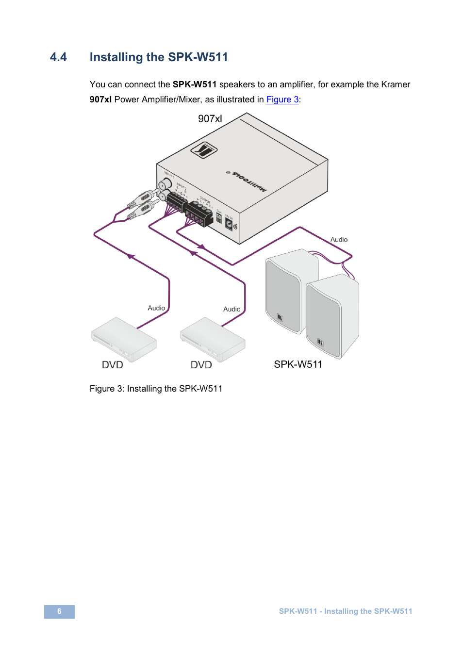 4 installing the spk-w511, Installing the spk-w511, Figure 3: installing the spk-w511 | Kramer Electronics SPK-W511(PAIR) User Manual | Page 9 / 12