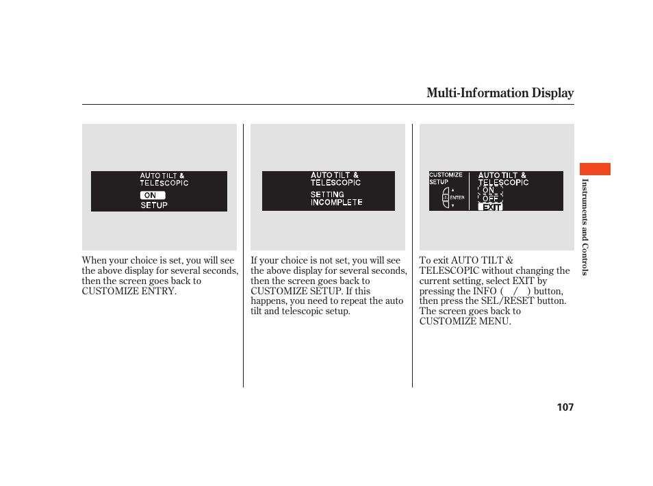 Multi-information display | Acura 2008 RL User Manual | Page 113 / 502