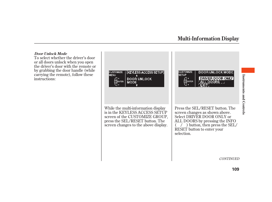 Multi-information display | Acura 2008 RL User Manual | Page 115 / 502