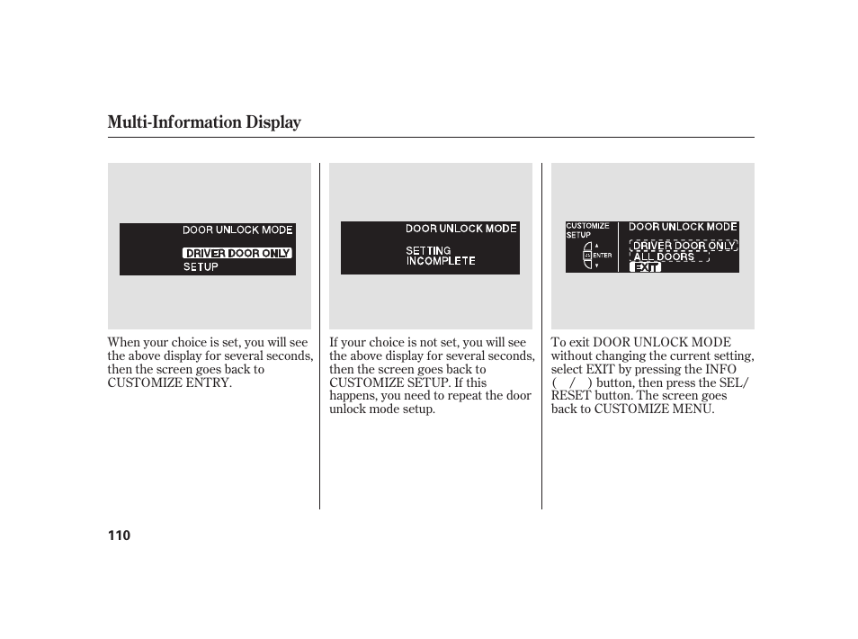 Multi-information display | Acura 2008 RL User Manual | Page 116 / 502