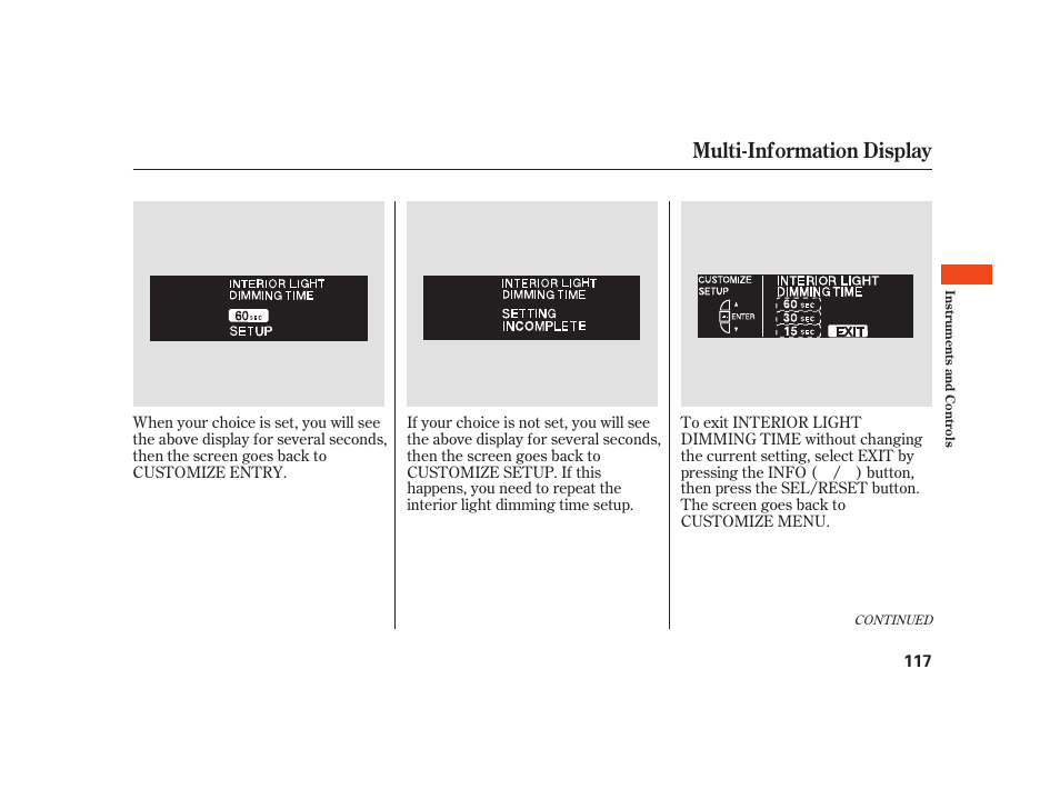 Multi-information display | Acura 2008 RL User Manual | Page 123 / 502