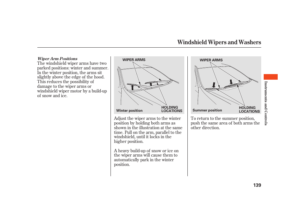 Windshield wipers and washers | Acura 2008 RL User Manual | Page 145 / 502