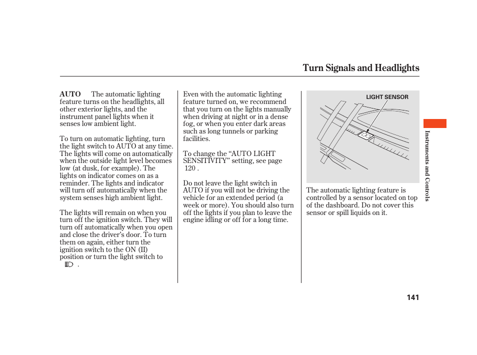 Turn signals and headlights | Acura 2008 RL User Manual | Page 147 / 502