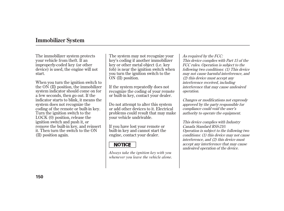 Immobilizer system | Acura 2008 RL User Manual | Page 156 / 502