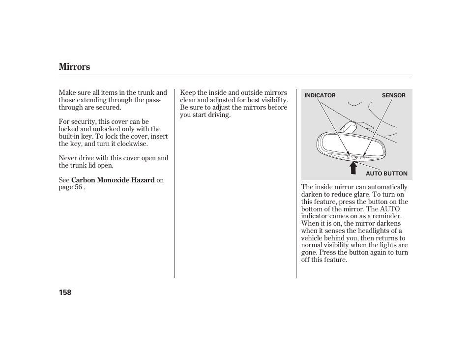 Mirrors | Acura 2008 RL User Manual | Page 164 / 502