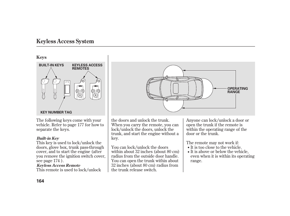 Keyless access system | Acura 2008 RL User Manual | Page 170 / 502