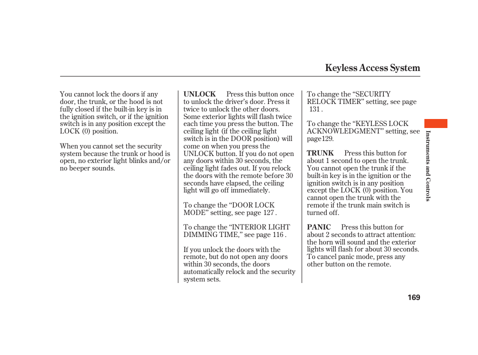 Keyless access system | Acura 2008 RL User Manual | Page 175 / 502