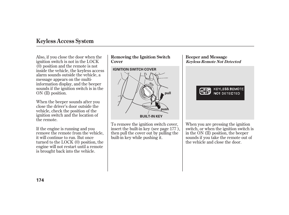 Keyless access system | Acura 2008 RL User Manual | Page 180 / 502