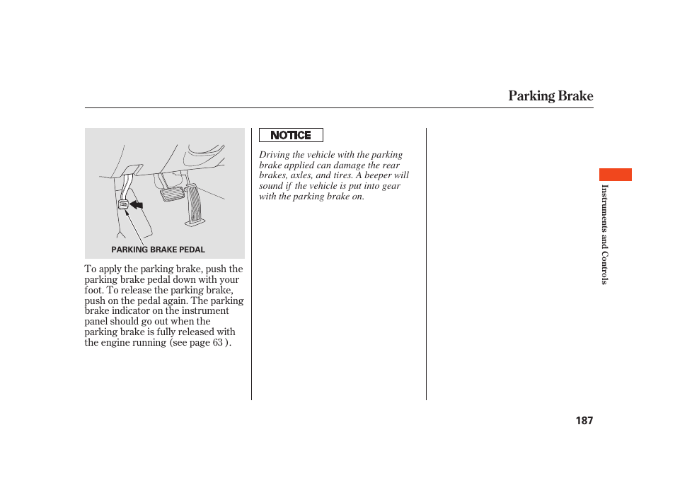 Parking brake | Acura 2008 RL User Manual | Page 193 / 502